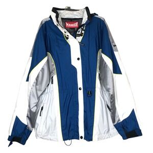 Marker Ski Jacket Women's Size 14‎ Blue White Silver Hooded